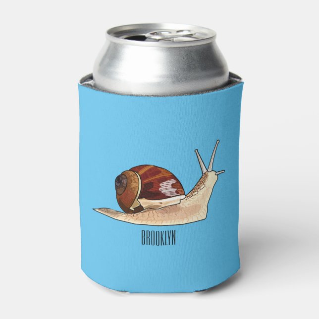 Snail cartoon illustration can cooler (Can Front)