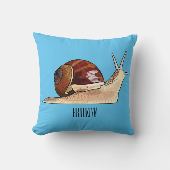 Snail cartoon illustration cushion (Front)