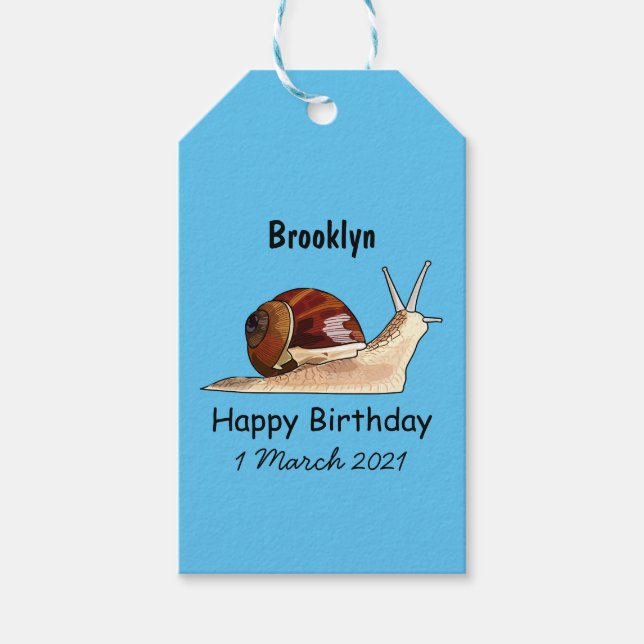 Snail cartoon illustration gift tags (Front)