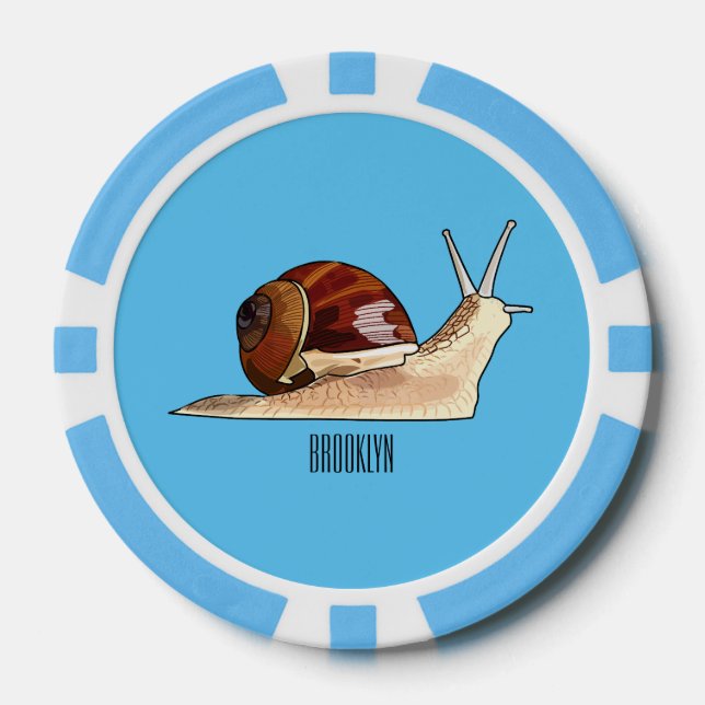 Snail cartoon illustration poker chips (Front)