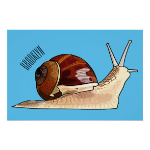 Snail cartoon illustration poster