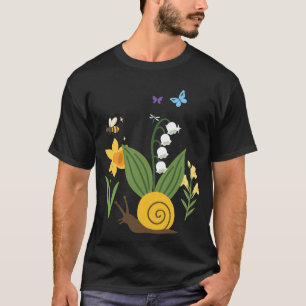 Snail Flowers Kids Drawing T-Shirt