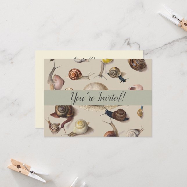 Snail Garden Pet Gastropod Slug Botanical Snails Invitation (Front/Back In Situ)