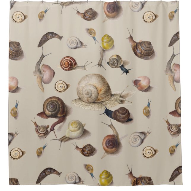 Snail Garden Pet Gastropod Slug Botanical Snails Shower Curtain (Front)