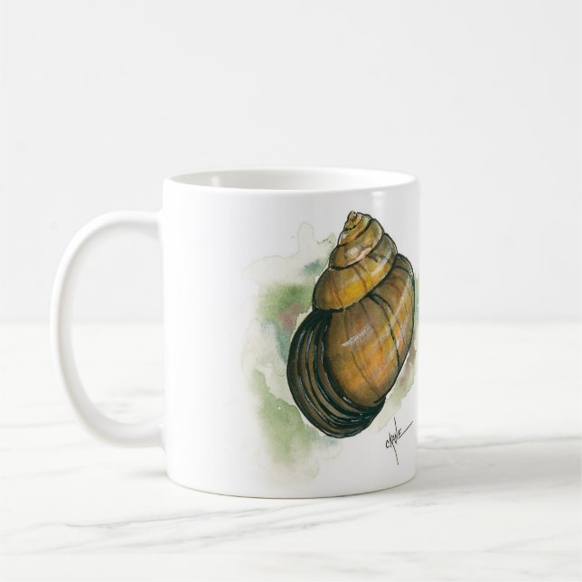 Snail Home Front and Back Watercolor Coffee Mug (Left)