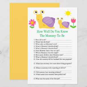 Snail How well do you know baby shower game