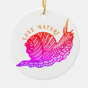 Snail in graphic style ceramic tree decoration
