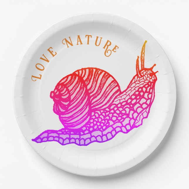 Snail in graphic style  paper plate (Front)