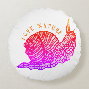 Snail in graphic style round cushion