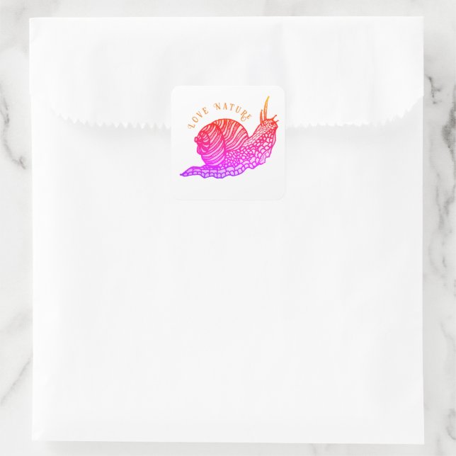 Snail in graphic style square sticker (Bag)