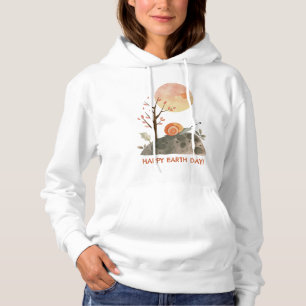 Snail in Nature Watercolor Cottagecore Earth Day Hoodie