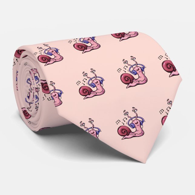 Snail Listening to Music Tie (Rolled)
