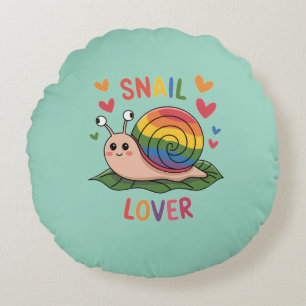 snail lover bright colourful snails cute round cushion