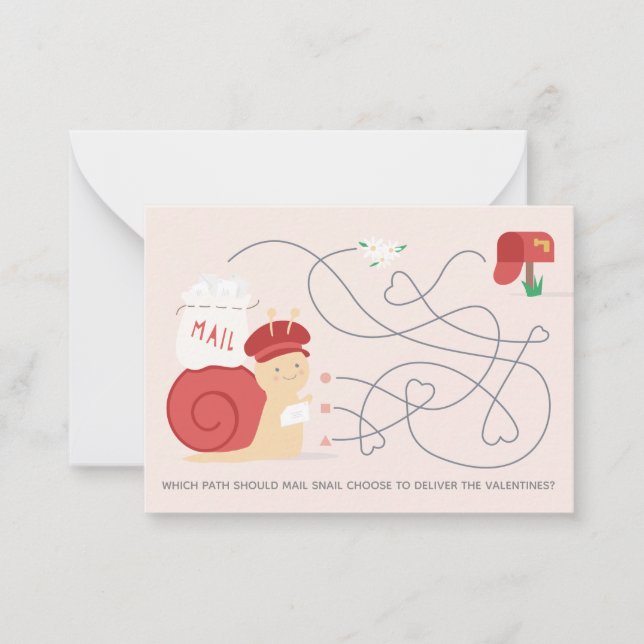 Snail Mail Activity Classroom Valentine Card (Front)