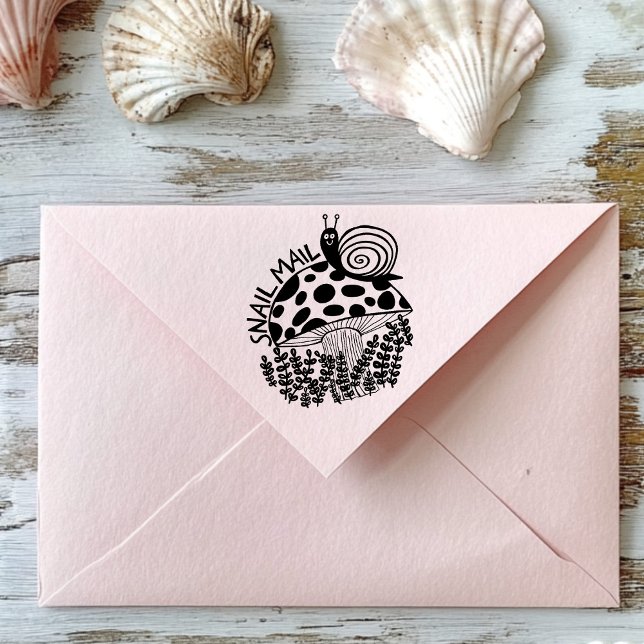 SNAIL MAIL Cute Snail on Mushroom CUSTOM Self-inking Stamp (SNAIL MAIL Cute Snail on Mushroom CUSTOM Self-inking Stamp
)