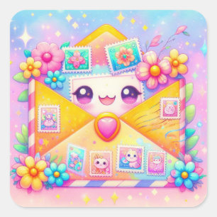 Snail Mail Kawaii Envelope Stickers