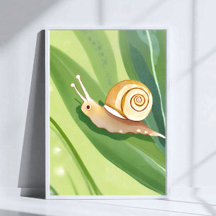 Snail Mail Watercolor Nature Painting Poster