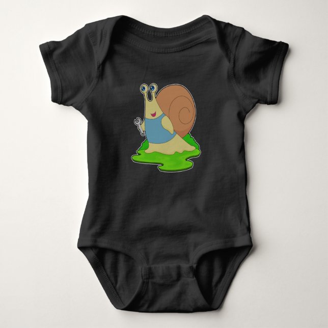 Snail Mechanic Wrench Baby Bodysuit (Front)