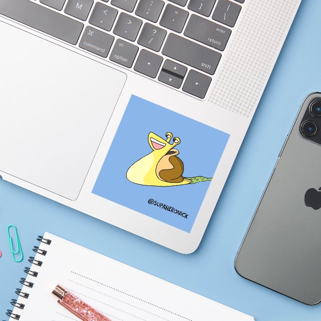 Snail Nathan Cartoon Snail Sticker (Laptop w/ iPhone)