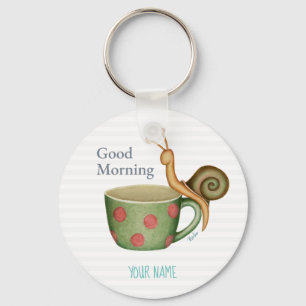 Snail On a Coffee Cup Key Ring