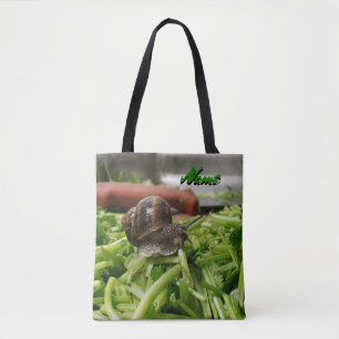 Snail on Cilantro Tote Bag