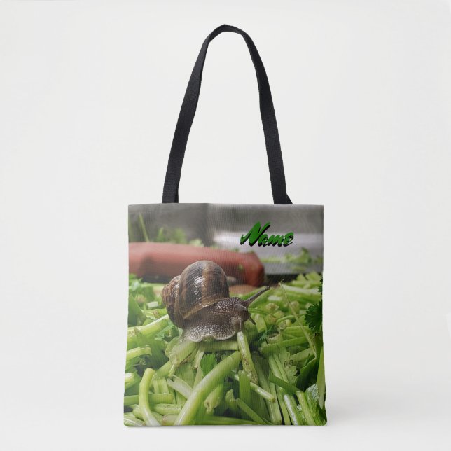 Snail on Cilantro  Tote Bag (Front)