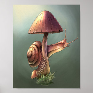 Snail on the mushroom poster