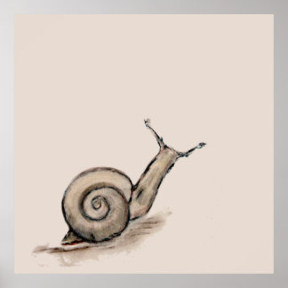 Snail original pastel zen drawing poster