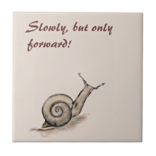 Snail original pastel zen drawing tile