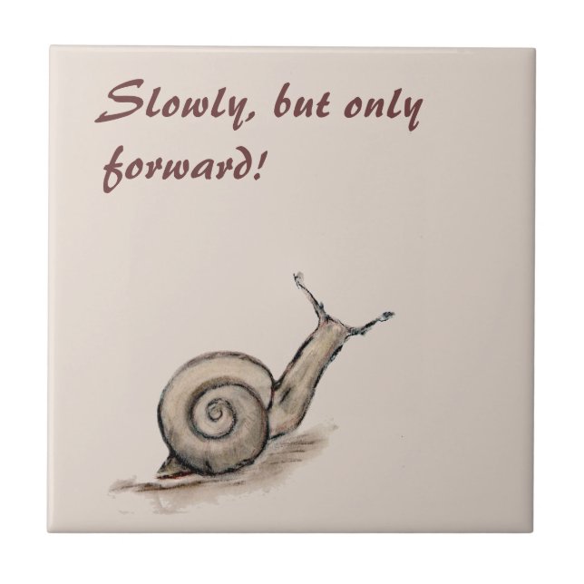 Snail original pastel zen drawing tile (Front)