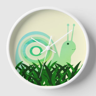 Snail Pale Yellow Clock
