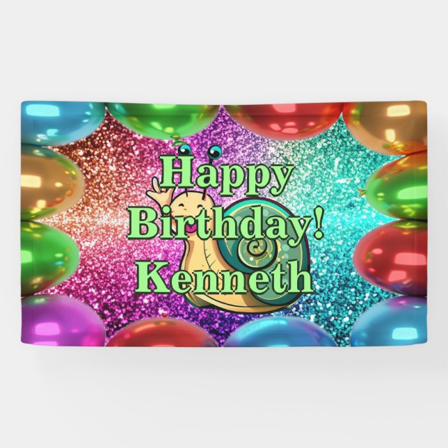 Snail Personalised character birthday banner (Horizontal)