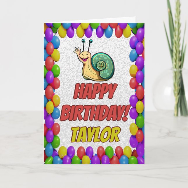 Snail Personalised Fun Greeting Birthday Card (Front)