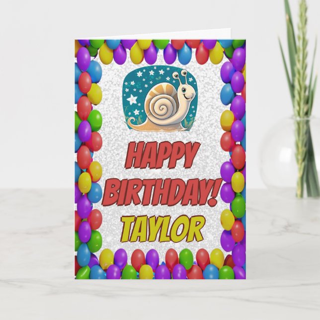 Snail Personalised Fun Greeting Birthday Card (Front)