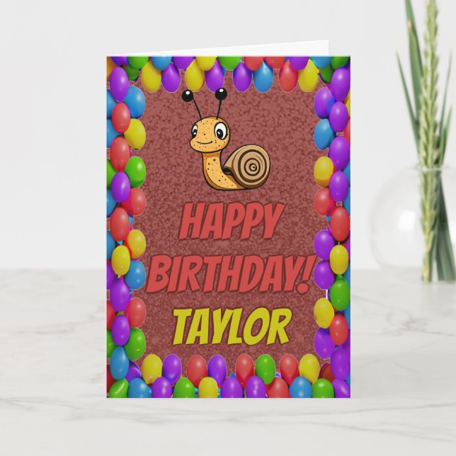 Snail Personalised Fun Greeting Birthday Card (Front)