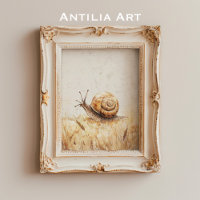Snail Portrait Painting Vintage Slug Mollusca