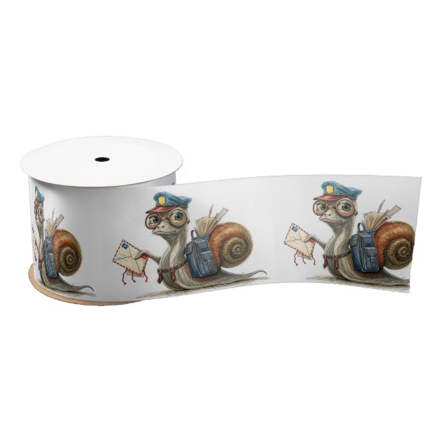 Snail Postman Delivering Mail Satin Ribbon (Spool)