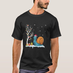 Snail Santa Hat Festive Tree Light Christmas Pajam T-Shirt