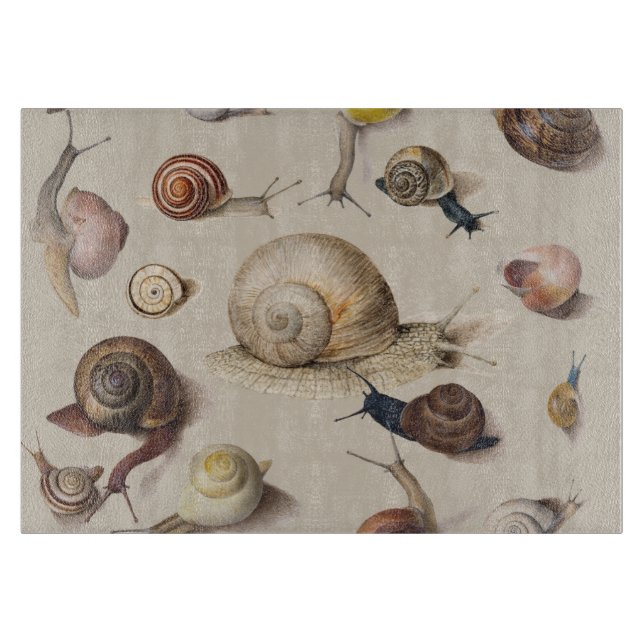 Snail Slug Garden Pet Gastropod Botanical Snails Cutting Board (Front)
