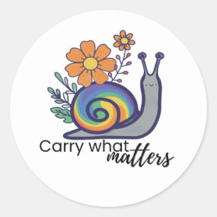 Snail Sticker, Round Sticker Sheet, Rainbow Snail