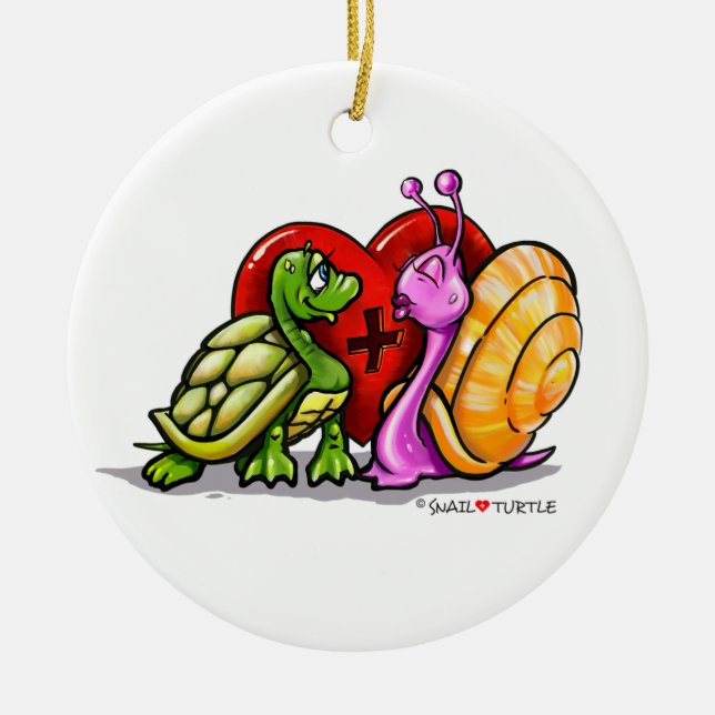 Snail + Turtle - LOVE - KISS - Ornament (Front)