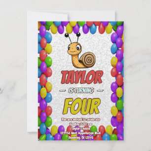 Snail Unique Personalised Birthday Invite Kids