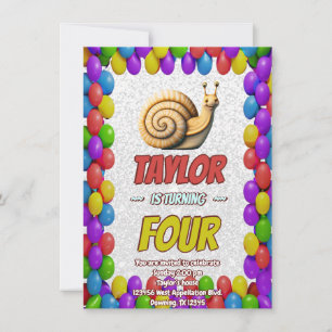 Snail Unique Personalised Birthday Invite Kids