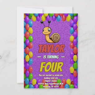 Snail Unique Personalised Birthday Invite Kids