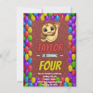 Snail Unique Personalised Birthday Invite Kids