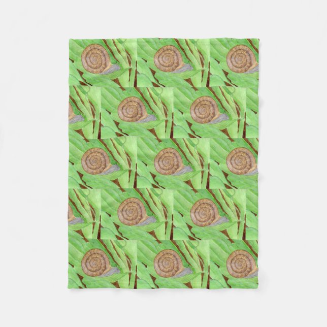Snail Watercolor Fleece Blanket (Front)