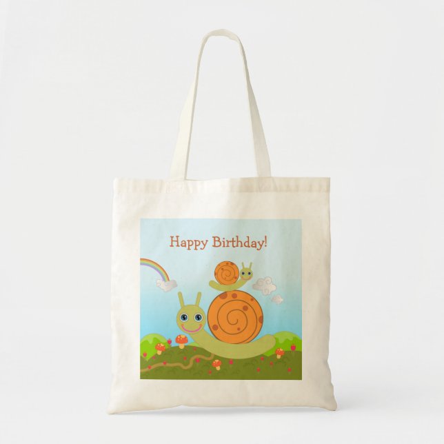 Snail wishing Happy Birthday Tote Bag (Front)