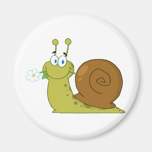 Snail With A Flower In Its Mouth Magnet