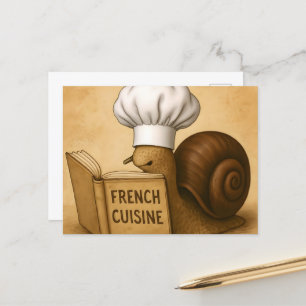 Snail with a French Cookbook Postcard