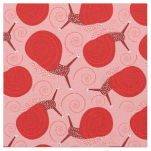 snails abstract spiral swirl red pink dot fabric